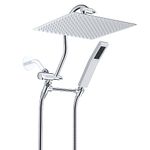 Hibbent All Metal Shower Head, High Pressure 12'' Rainfall Shower Head, Handheld Showerhead Combo, Chrome