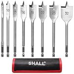 SHALL Spade Drill Bits Set Wood 8PC, 1/4 Inch Quick Change Hex Shank, Ø 6-32 mm,Flat Wood Drill Bit, with Storage Pouch