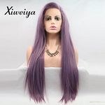 Xiweiya Purple Side Part Wig long Purple straight wig Synthetic Purple Lace Front Wigs for Women, Drag Queen with Heat Resistant Fiber Hair Replacement Wig Long Purple Hair Side Part 24 inch