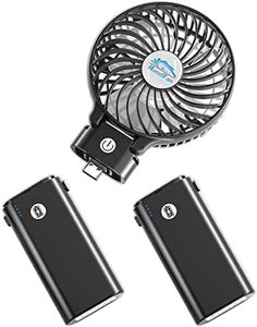 HandFan 10400mAh Handheld Fan With Double Portable Charger, Rechargeable Personal Hand Fan, Foldable Mini Electric Fan, Battery Operated Cooling Fan for Travel Beach Outdoors Indoors(Clear Blade)