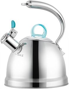 Harriet Tea Kettle for Stove Top, 2.5 Quart Stainless Steel Whistling Tea Pot, 3-Layer Base, Unique Dolphin-Shaped Ergonomic Handle, Includes Pot Holder & Mat, Gas Electric Applicable, Mirror Finish
