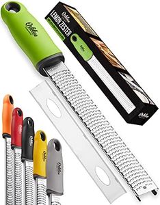 Orblue Lemon Zester & Cheese Grater - Premium Citrus Zester, Kitchen Grater for Parmesan, Chocolate, Fruits, Vegetables, Ginger, Garlic, Nutmeg - Stainless Steel Blades with Protective Cover, Green