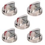 5 Pack DG64-00472A DG64-00347A Burner Knob Range Oven Dial Knobs replacement part Stainless Steel for Samsung FX510BGS FX710BGS NX58F5300SS NX58F5500SS Gas Range Replace 3447604 AP5949480 PS10058981