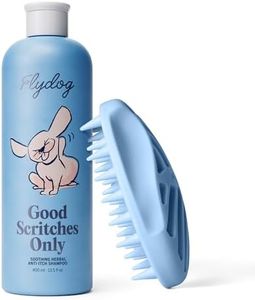 FLYDOG Itchy Skin Relief Shampoo for Dogs & Cats - Natural Herbal, Hypoallergenic with Soothing Brush, Moisturizes Dry Skin, Controls Flaking & Odors, Reduces Shedding