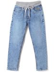 chopper club Boy's Jeans Slim Fit in Stretchable and Soft Denim Fabric with Drawstrings Stone 30