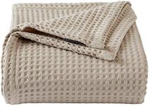 100% Cotton Waffle Weave Bed Blanket | Soft, Breathable, and Lightweight Blanket for All-Season | Perfect for Layering | Brielle Collection (Full/Queen, Taupe)