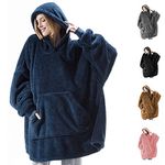 RINOZO Hoodie Blanket, Oversized Sherpa Hoodie, Wearable Hoodie Sweatshirt Blanket, Super Soft Warm Comfortable Blanket Hoodie, One Size Fits All Adults Men Women Teens