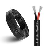 DEKIEVALE 16 Gauge 2 Conductor Electrical Wire, 16.4FT Black Stranded Low Voltage 16/2 Cable PVC Case, 16 AWG Tinned Copper 2 Wire Cable Extension Power Cable for Strips LED Lamp Lighting Automotive