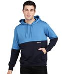 Alan Jones Clothing Men's Colorblock Cotton Regular Fit Hooded Sweatshirt (Blue_2XL)