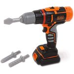 Smoby- Black + Decker Electric Drill/Screwdriver, Grey and Orange, 7600360197, Grigio E Arancione