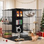 YITAHOME 4 Tiers Large Cat Enclosure with DIY Storage Cube, Indoor Catio Playpen with Hammock for 1-4 Cats, Ideal for Home and Travel