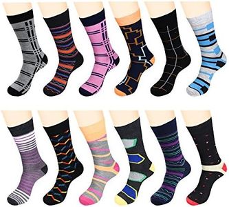 12 Pairs Men Dress Socks Funky Pack - W932G-Assort