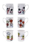 Kirsty Jayne China (ITEM 3A) 10Fl oz SET of 6 Bone China BUGS LIFE- SPIDER, LADYBIRD, BEE Beakers, Mugs- Gift boxed Packed in a gift box of 6