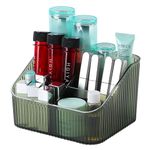 OSteed Green Makeup Organiser Box for Vanity, Makeup Brush Holder with 5 Cups, Skincare Beauty Cosmetic Storage Box, Dressing Table Organiser Storage, Toiletry Organiser