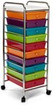 Seville Classics 10-Drawer Multipurpose Mobile Rolling Utility Storage Organizer with Tray Cart, Multicolor (Pearl)