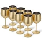 Oak & Steel - Elegant Large Wine Glasses, 550ml - Unbreakable Glass Gift Set for Home Bar, Wedding, Anniversary, Birthday Party (Gold Matte, 8 Pack)