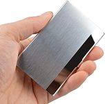 VIPITH Business Card Holders, Professional Stainless Steel Business Name Card Case RFID Blocking Name Card Holder Case,Stocking Fillers Office Gifts for Men & Women Travel and Work, Silver