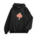 KEEVICI Women Cute Frog Sweatshirt Kawaii Mushroom Hoodie for Teen Girls Aesthetic Cottagecore Clothes Feminino Hoodies, Black, Medium