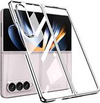 Samsung Galaxy Z Fold 4 / Fold4 Ultra Slim Crystal Clear Transparent Electropating Border (Silver, Shockproof)