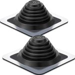 Yaocom Roof Metal Vent Boot Chimney Black Roof Jack Flashing Square Base 8" x 8" Epdm Stove Roof Vent Pipe Od 0.25"-5.75"(2 Pcs)