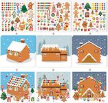 OuMuaMua Make a Gingerbread House Stickers-30Pcs DIY Make Your Own Gingerbread House Stickers Christmas Crafts for Kids Toddlers Christmas Activities Party Game Treats Goodie Bag Filler Stickers