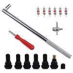 SunFuture 15 Pcs Tire Valve Stem Tool Remover Installation,1 Pcs Valve Stem Puller with 1 Pcs Single Head Valve Core Tool,1 Pcs Dual Head Valve Core Remover,6 Pcs TR412 Stems,6 Pcs Valve Stem Cores