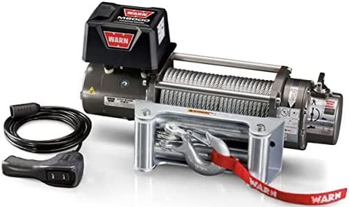 WARN 26502 M8000 Series Electric 12V Winch with Steel Cable Wire Rope: 5/16" Diameter x 100' Length, 4 Ton (8,000 lb) Pulling Capacity