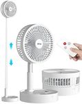 AICase Stand Fan,Folding Portable Telescopic Floor/USB Desk Fan with 10800mAh Rechargeable Battery,4 Speeds Super Quiet Adjustable Height and Head Great for Office Home Outdoor Camping-White