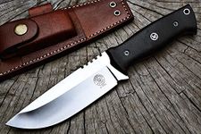 BIGCAT ROAR Handmade Hunting Knife - Bushcraft Full Tang Fixed Blade Hunting Knife with Sheath and Walnut Wood Handle - 22.8 cm Outdoor Knife - Black Panther