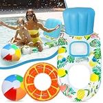 Lubibi Inflatable Pool Float Set, 3pcs Swimming Pool Inflatables with Pool Lounger Float, Fruit Swimming Ring, Beach Ball, for Kids Adults, Family, Summer Pool Party