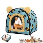 Flow fire Guinea Pig Bed, Warm Guinea Pig House, Pet Tent Cave Bed with Removable Pad, Winter Small Animal Hideout for Guinea Pig, Hamsters, Hedgehog, and Chinchilla (Blue)