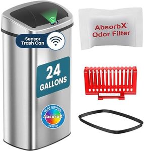 iTouchless 24 Gallon Extra Large Touchless Sensor Trash Can, Commercial Stainless Steel, 91L, AbsorbX Odor Filter, Automatic Kitchen Bin for Home, Office, Restaurant, Lobby, Store
