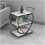 Brown Art SHOPPEE Heart Shape Coffee Table Bar Trolley 3-Tier Metal Serving Trolley with Wheel Elegant Home and Restaurant Mobile Cart for Food Serving Coffee Table for Living Room (Black & White)