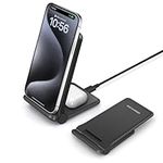 20W Wireless Charger, 2 in 1 Wireless Charging Stand Compatible with iPhone 15 14 13 12 11(Pro,Pro Max,Plus,Mini) /XR/XS/8,AirPods Pro,for Samsung S23/S22/S21/S20,Note 20/10,Galaxy Buds,Black