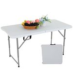 FDW Folding Half Portable Foldable Table for Parties Backyard Events(White, 4 FT)