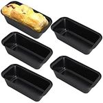 Bread Pan Loaf Pan for Baking, Non-Stick Black Carbon Steel 11.6x5.1x2.5 inch Baking Bread Toast Mold Loaf Baking Pan Set (5Pcs)