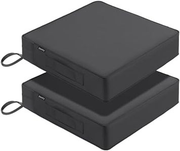 Dmsky Patio Chair Cushion,19 x 19 x 3.7 Inch Outdoor Chair Cushions for Patio Furniture,Waterproof Seat Cushions with Ties, Garden Sofa Couch Chair Pads with Handle Set of 2(Gray)