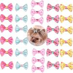 aoozleny Pet Hair Clips, 30pcs 3.5CM/1.37 inches Bowknot Bows Dots Pet Hair Clips for Dog Cats Puppy,Random Color