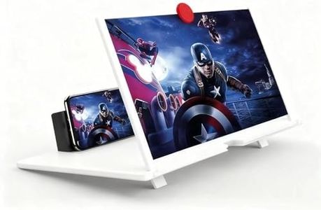 10'' Screen Magnifier Amplifier 3D HD Smart Mobile Phone Movies Amplifier with Leather Foldable Holder Stand for Any Smartphone (White)
