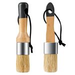 Mister Rui Wax and Chalk Paint Brush, 2 Pack Chalk Paint for Furniture and Natural Bristle Paint Brush for DIY Art Crafts, Natural Bristle, Round Oval Brush, Chalk Paint Wax Brushes