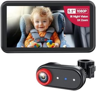 Luckview BM2A Baby Car Camera, Night Vision & 5.2" 1080P Display for Rear-Facing Car Seats, Easy No-Damage Install, Patented Anti-Shake Mount – Ideal for Parents and Pet Owners