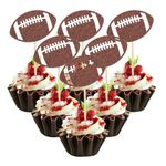 48pcs Football Cupcake Toppers, Rugby Ball Cake Toppers Football Cake Decorations Rugby Cupcake Toppers Football Themed Cupcake Picks for Super Bowl Birthday Party Supplies