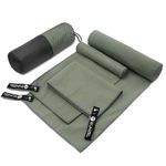 Quick Dry Camping Towel, Microfiber Travel Towel 3 Size at 1 Pack,Fast Drying Towel Set for Camping, Beach, Gym, Sports, Yoga & Swimming Pool, Army Green