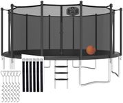 CITYLE 1500LBS 8 10 12 14 15 16 FT Tranpoline for Adults/Kids with Safety Enclosure Net, Basketball Hoop, Ball, Wind Stakes and Ladder, Heavy Duty Outdoor Recreational Tranpolines for Family