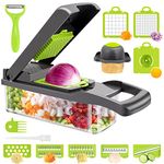 Vegetable Chopper, RJISZTA 13 in 1 Kitchen Vegetable Chopper Slicer Dicer Onion Chopper Food Chopper/Cutter veggie Chopper with 8 Blades, Egg slicer,Storage Container for Tomato Potato Carrot Salad