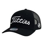 GP POWER GOLF Original Titties Mesh Hat - White Trucker Cap with Adjustable Strapback, Black, One Size