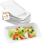 Bruntmor White Rectangular Platter Plates - Ceramic Serving Dishes - White Plates Serving Tray for Dessert Appetizer, Salad - Microwave, Oven, & Dishwasher Safe - Perfect for Dinner and Party Buffet