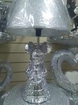 Biznest Minnie Mouse Lamp with Shade Crushed Diamond Crystal Sparkly Silver Mirrore