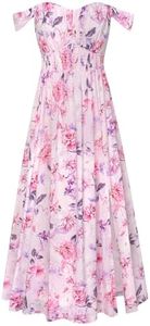 GRACE KARIN, Maxi abito da donna estivo, a trapezio, svasato, con spacco sul davanti e vita elasticizzata, in chiffon, a spalle scoperte, M