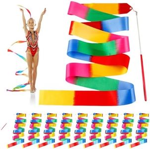10 Piezas Cinta Gimnasia Ritmica Niña, 2M Cinta de Gimnasia Ritmica, Cinta de Danza con Varita, Cintas Gimnasia Ritmica, Cintas de Baile Rítmico Gimnasia Artística Infantil Entrenamiento de Baile
